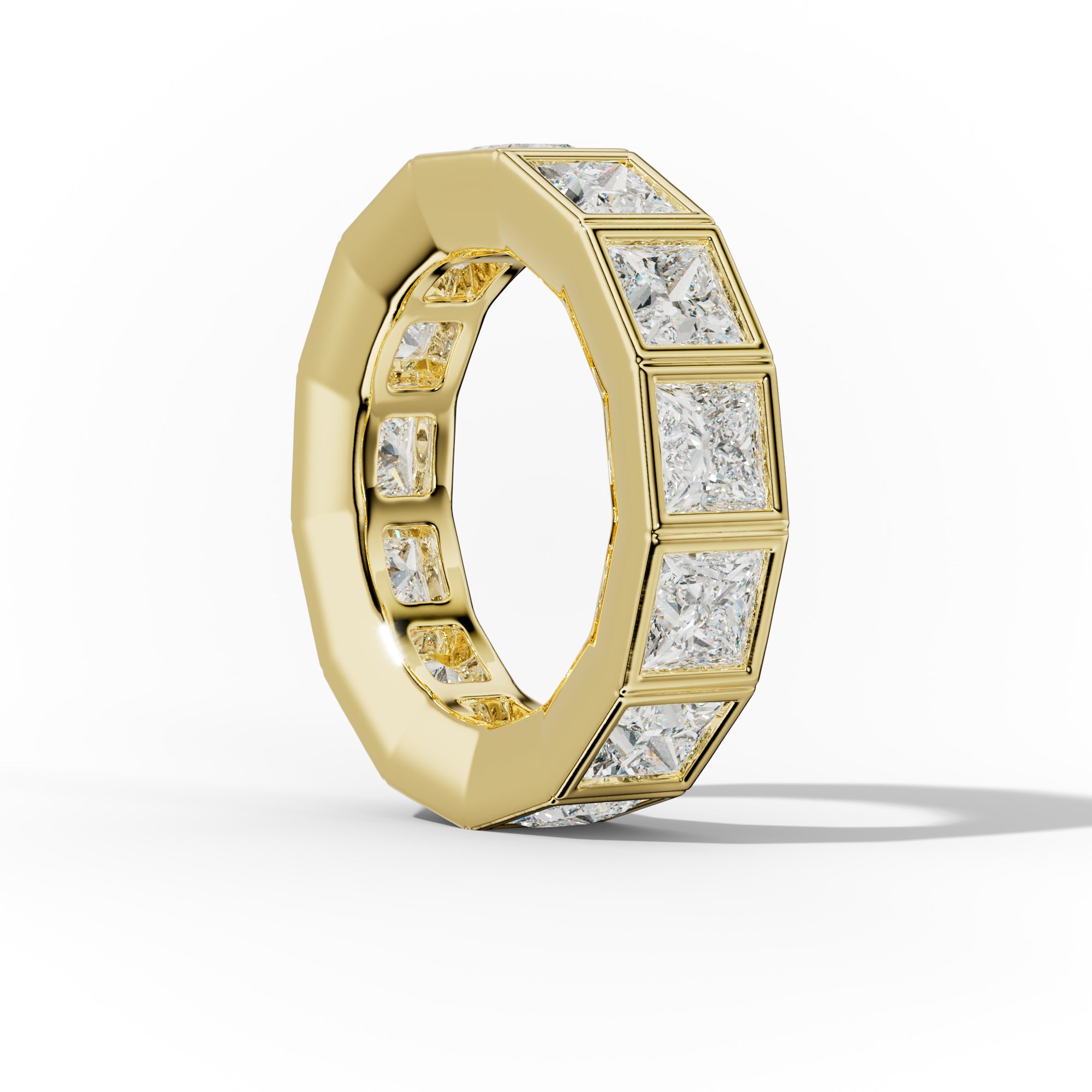 7.0 Carat Bezel Set Princess Cut Diamond Eternity Band